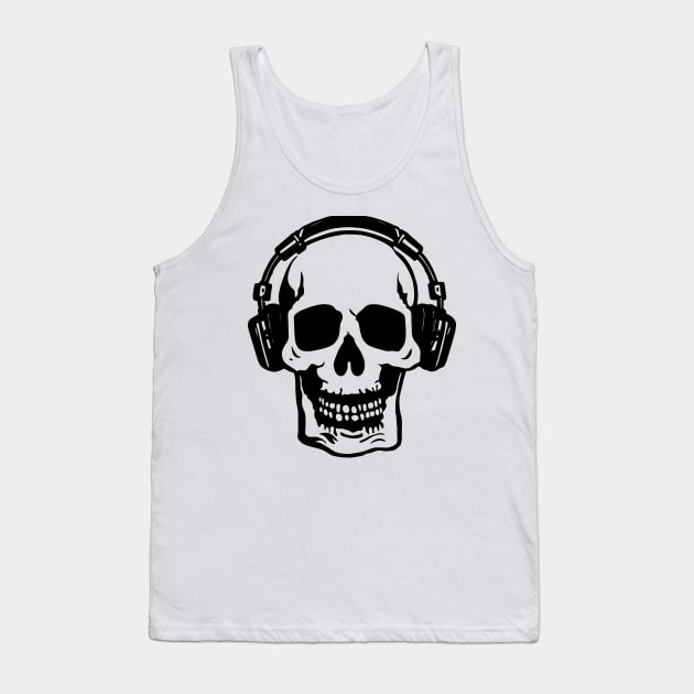 Skull with headphones Tank Top by RosaliArt